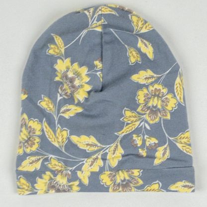 Beanie - Grey/Yellow Floral