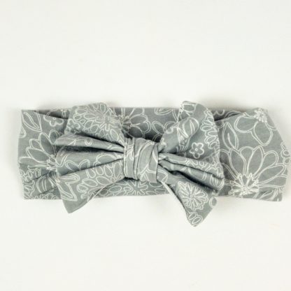 Bow Headband - Grey Wire Floral