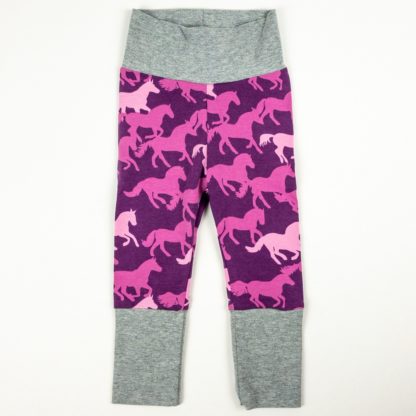 Leggings - Purple Horses/Grey