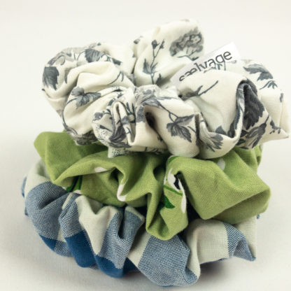 Scrunchie Bundle - Blue Gingham/Green Floral/Grey Floral